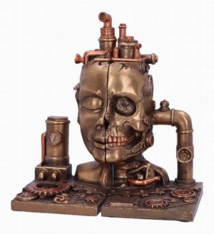 Photo #1 of product D5223R0 - Split Steampunk Human Skeleton Bookends 22.5cm