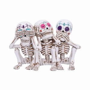 Photo #1 of product U5100R0 - Three Wise Calaveras Skeleton Figurine 20.3cm