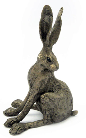Set of 3 Small Hares Sculpture Hare Ornament in Bronze Finish Resin by Leonardo 