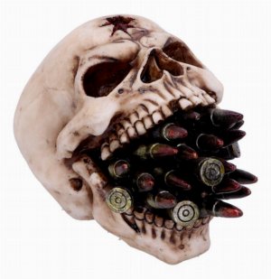 Photo #1 of product D4730P9 - Bite the Bullet Skull Ornament