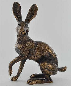 XL Cold Cast Bronze Sculpture of Moongazing Hare by Harriet Glen 41cm tall 