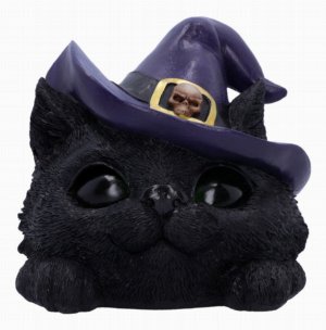 Photo #1 of product U6439X3 - Familiar Grin black cat head with light up eyes 13.8cm