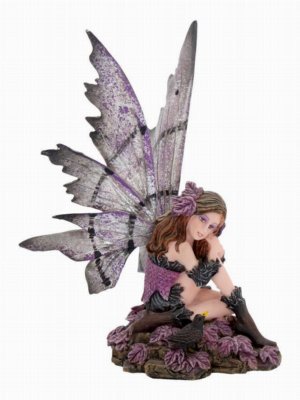 Photo #1 of product NEM3209 - Heather 15cm Dark Fairy and Raven Figurine