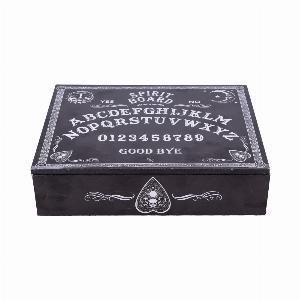 Photo #1 of product B5112R0 - Black and White Spirit Board and Planchette Jewellery Storage Box with Mirror