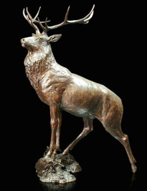 Photo of Moorland Bronze Sculpture (Limited Edition) Michael Simpson Stag 33cm
