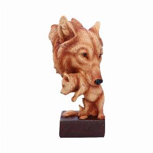 Photo #1 of product H5034R0 - Natural Protection Wolf Mother and Cub Wood Effect Bust