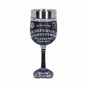 Photo #1 of product B5141R0 - Black and White Spirit Board Goblet Glass