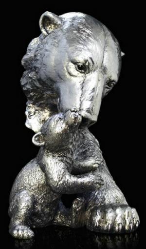 Photo of Bear and Cub Nickel Plated Figurine 25 cm Keith Sherwin