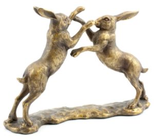 Photo of Boxing Hares Bronzed Figurine Leonardo Collection