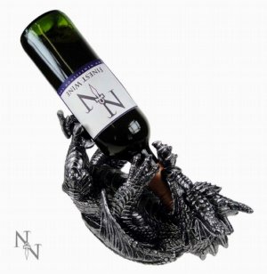 Photo #1 of product NEM6303 - Metallic Silver Dragon Guzzler Wine Bottle Holder
