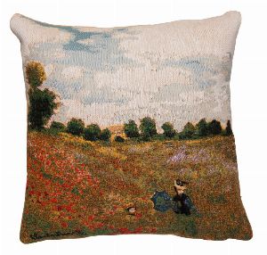 Phot of Poppies By Monet Tapestry Cushion