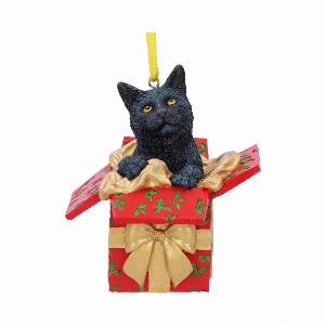 Photo #1 of product B5784U1 - Lisa Parker Present Cat Hanging Ornament 9cm