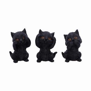 Photo #1 of product U5486T1 - Three Wise Kitties See No Hear No Speak No Evil Familiar Black Cats Figurine