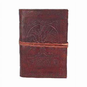 Photo #1 of product D1026C4 - Tree Of Life Bound Red Leather Embossed Journal 18 x 25cm