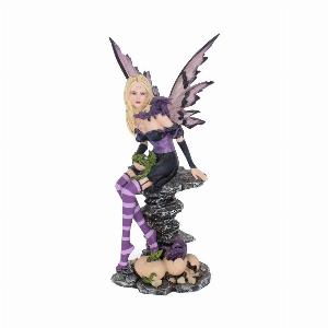 Photo #1 of product NEM3232 - Amethyst and Hatchlings 25.5cm Purple Fairy and Baby Dragon Figurine