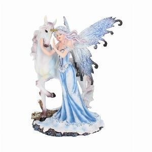 Photo #1 of product NEM3412 - Comfort  21.5cm Ice Fairy and White Unicorn Figurine