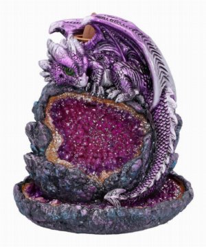 Photo #1 of product U5500T1 - Crystalline Protector Purple Dragon Geode Backflow Incense Burner