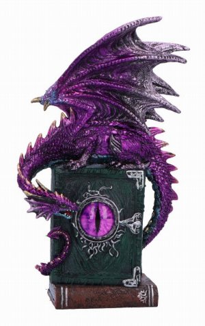 Photo #1 of product U6702A24 - Dragon Fable Purple Dragon on Book Figurine 24cm