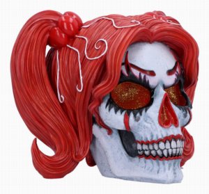 Photo #1 of product B6596B24 - Drop Dead Gorgeous - Cackle and Chaos Clown Doll Skull