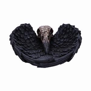 Photo #1 of product D4917R0 - Edgar Allen Poe's Nevermore Raven Skull Trinket Holder Jewellery Dish