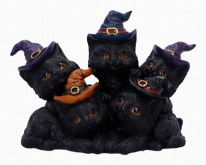 Photo #1 of product U6740A24 - Familiar Friends Witchy Black Cats Figurine 18cm