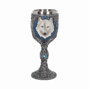 Photo #1 of product K2853G6 - White Winter Ghost Wolf Wine Glass Goblet