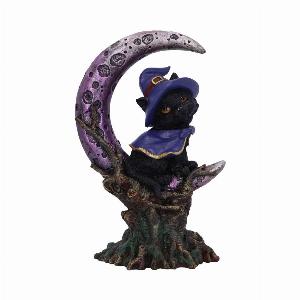Photo #1 of product U5436T1 - Grimalkin Witches Familiar Black Cat and Crescent Moon Figurine