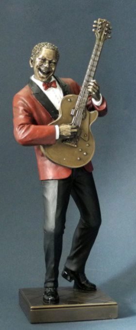 Photo of Guitar Player Jazz Bronze Figurine