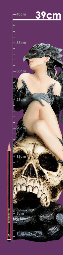 Photo #2 of product D7170B25 - Riven  Gothic Winged Figurine on Skull Base