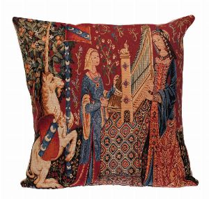 Phot of The Hearing Medieval Tapestry Cushion
