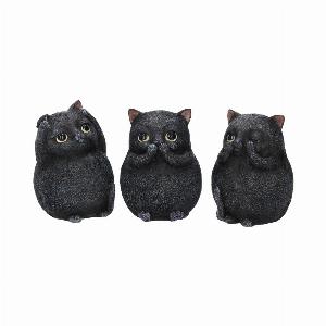 Photo #1 of product B3655J7 - Three Wise Fat Cat Figurines 8.5cm - 3 Wise Cute Cats