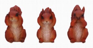Photo #1 of product U6719A24 - Three Wise Squirrel Figurines 9cm