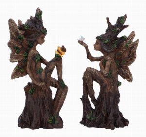 Photo #1 of product D6746A24 - Woodland Beauty Tree Fairy Figurines (set of 2) 15.5cm