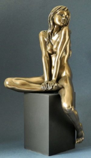 Photo of Bronze Nude Female Figurine on Plinth Large 37 cm