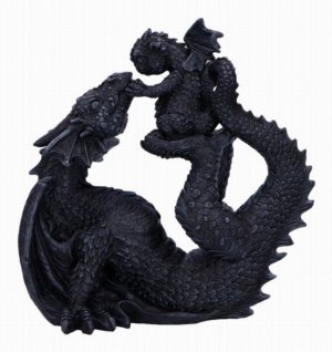 Photo #1 of product U6866C24 - Black Drakaina and Dragonling Figurine