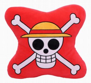 Photo #1 of product C6923C24 - One Piece Skull and Cross Bone Cushion in Red