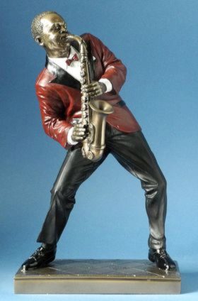 Photo of Saxophone Player 2 Jazz Bronze Figurine