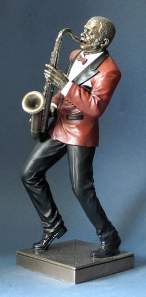 Photo of Saxophone Player Jazz Bronze Figurine