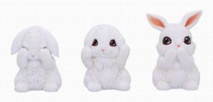 Photo #1 of product B6900C24 - Three Wise White Bunny Figurines