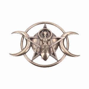 Photo #1 of product D3555J7 - Bronzed Triple Moon Cycle Of Life Goddess Plaque 30cm