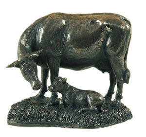 Photo of Cow and Calf Bronze Sculpture