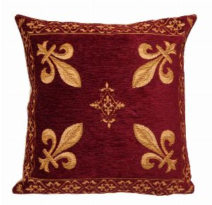 Phot of Fleur de Lys Angle Red Tapestry Cushion