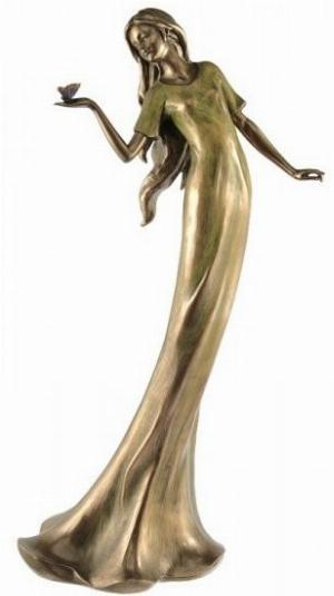 Photo of Lady with Butterfly Bronze Figurine 36 cm