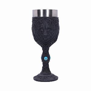 Photo #1 of product U2501G6 - Night Wolf Black Gothic Animal Goblet 19.5cm