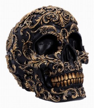 Photo #1 of product B6586Y3 - Renaissance Black and Gold Skull