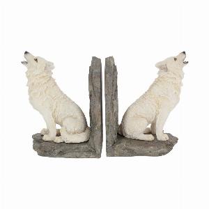Photo #1 of product H2522G6 - Wardens of the North White Wolf Bookends