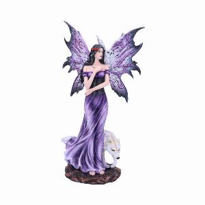 Photo #1 of product D5123R0 - Amethyst Companions Purple Wolf and Owl Fairy Companion Figurine