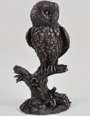 Photo of Barn Owl on Branch Bronze Sculpture 20cm