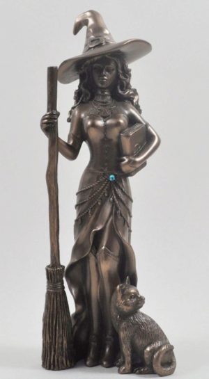 Photo of Bronze Witch with Cat Figurine