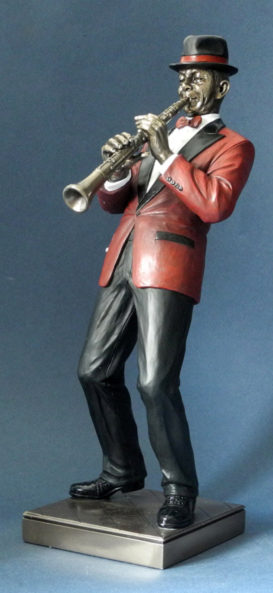 Photo of Clarinet Player Jazz Bronze Figurine